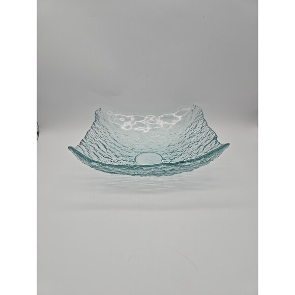 Couronne Co Recycled Green Blue Colored Large Square Glass Bowl Dish Spain - Picture 1 of 9